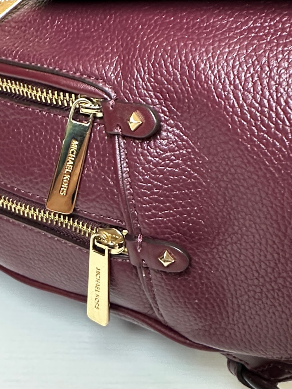 NWT Michael Kors Adina Merlot Leather MD Backpack with Gold Hardware - Picture 10 of 14